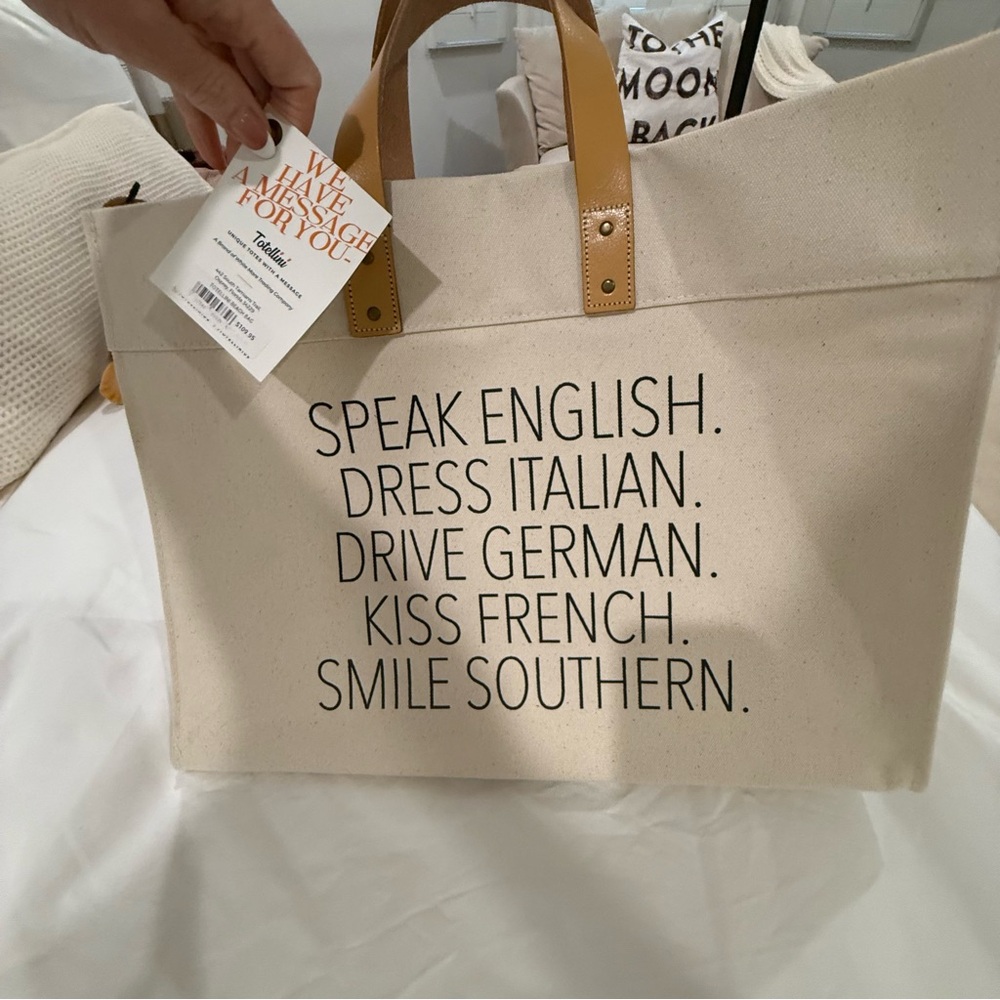 Totellini Canvas Tote Bag with Leather Handles